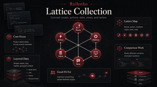 Diagram of a lattice collection with various components on a dark background