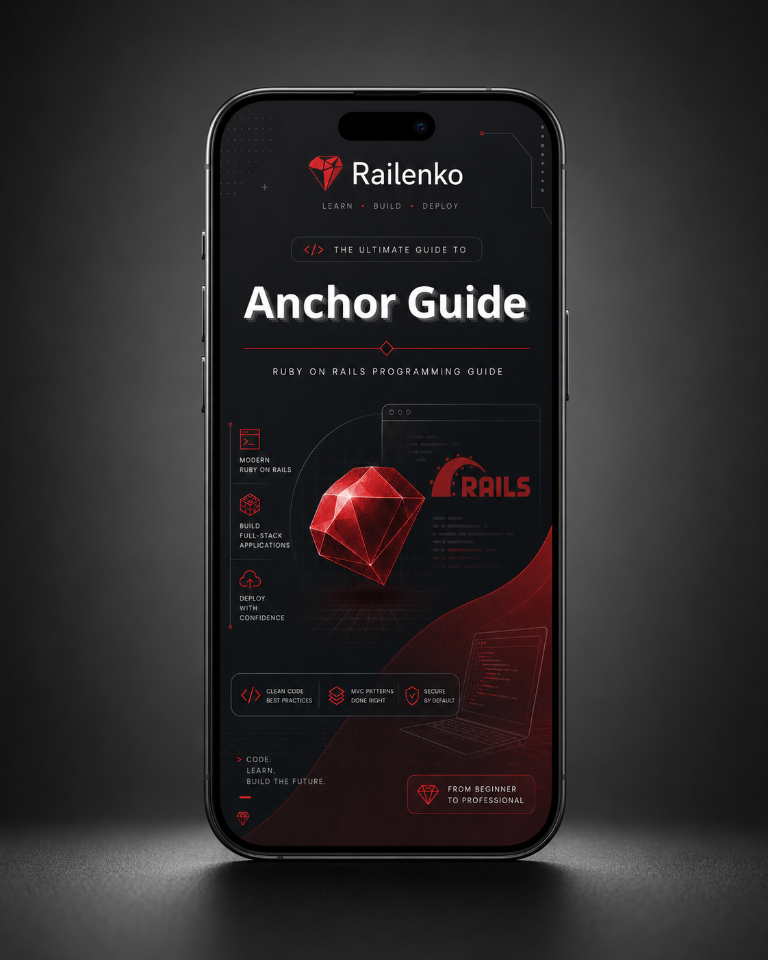 Phone displaying the Railenko Anchor Guide app on a dark background