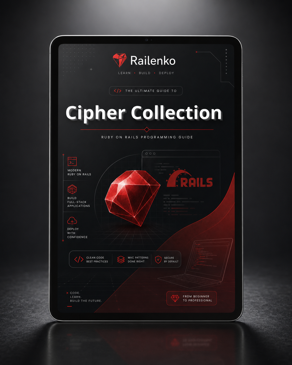 Digital book cover of 'Cipher Collection' by Railenko on a dark background