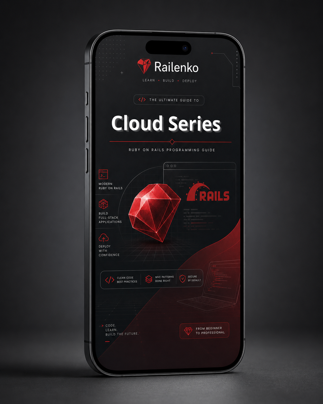 Phone displaying a Railenko Cloud Series guide on a dark background