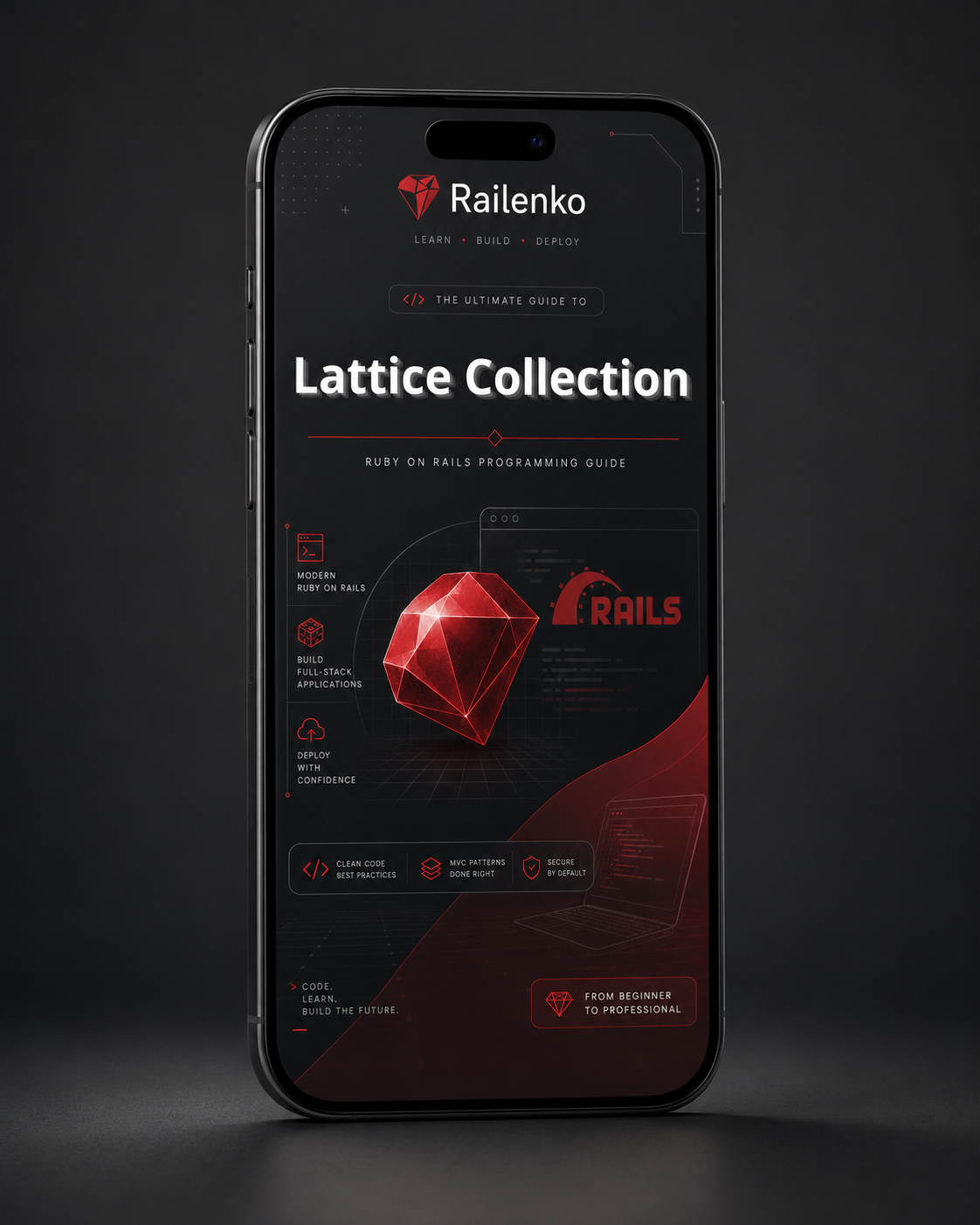 Phone displaying the Railenko Lattice Collection app on a dark background