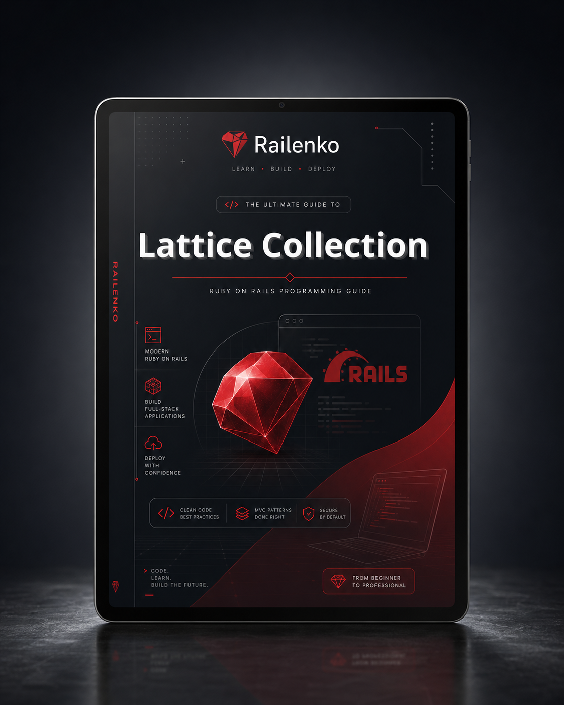 Digital book cover of 'The Ultimate Guide to Lattice Collection' by Railenko on a dark background