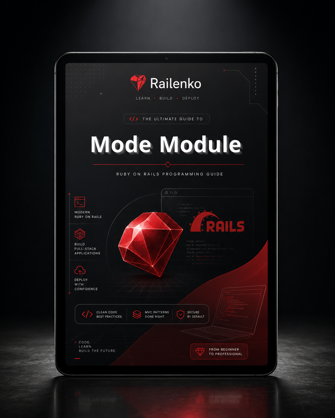 Book titled 'Mode Module' by Railenko on a dark background
