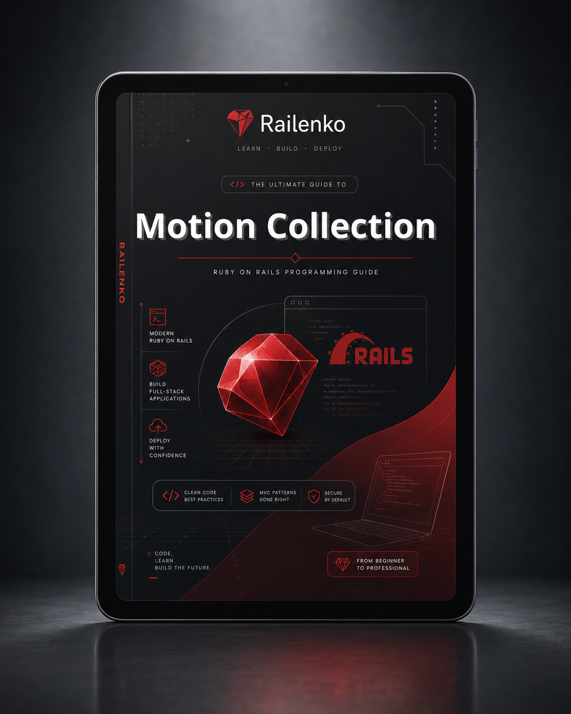 Digital book cover of 'Motion Collection' by Railenko on a dark background