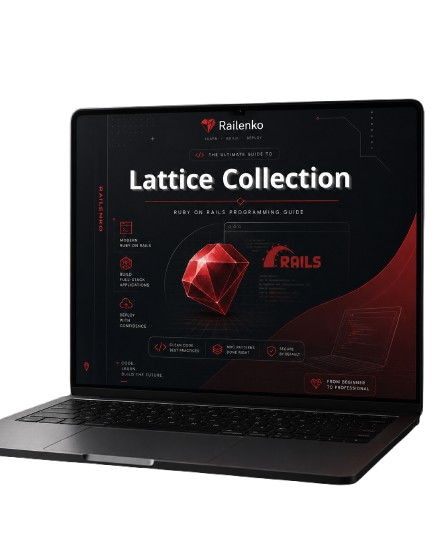 Laptop displaying a 'Lattice Collection' software interface with a red gemstone graphic.
